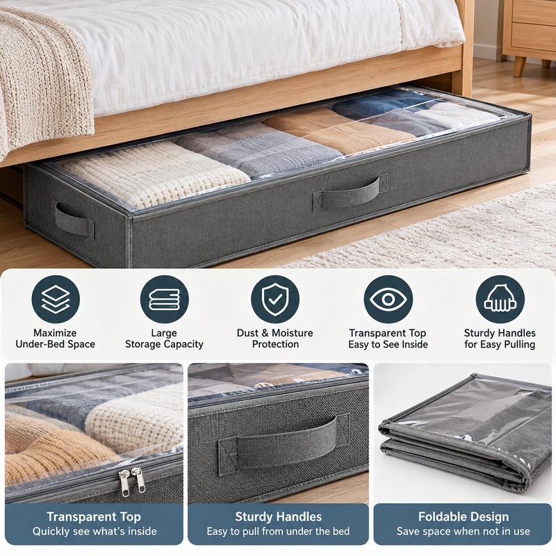 Foldable Storage Box With Handle - Front Window